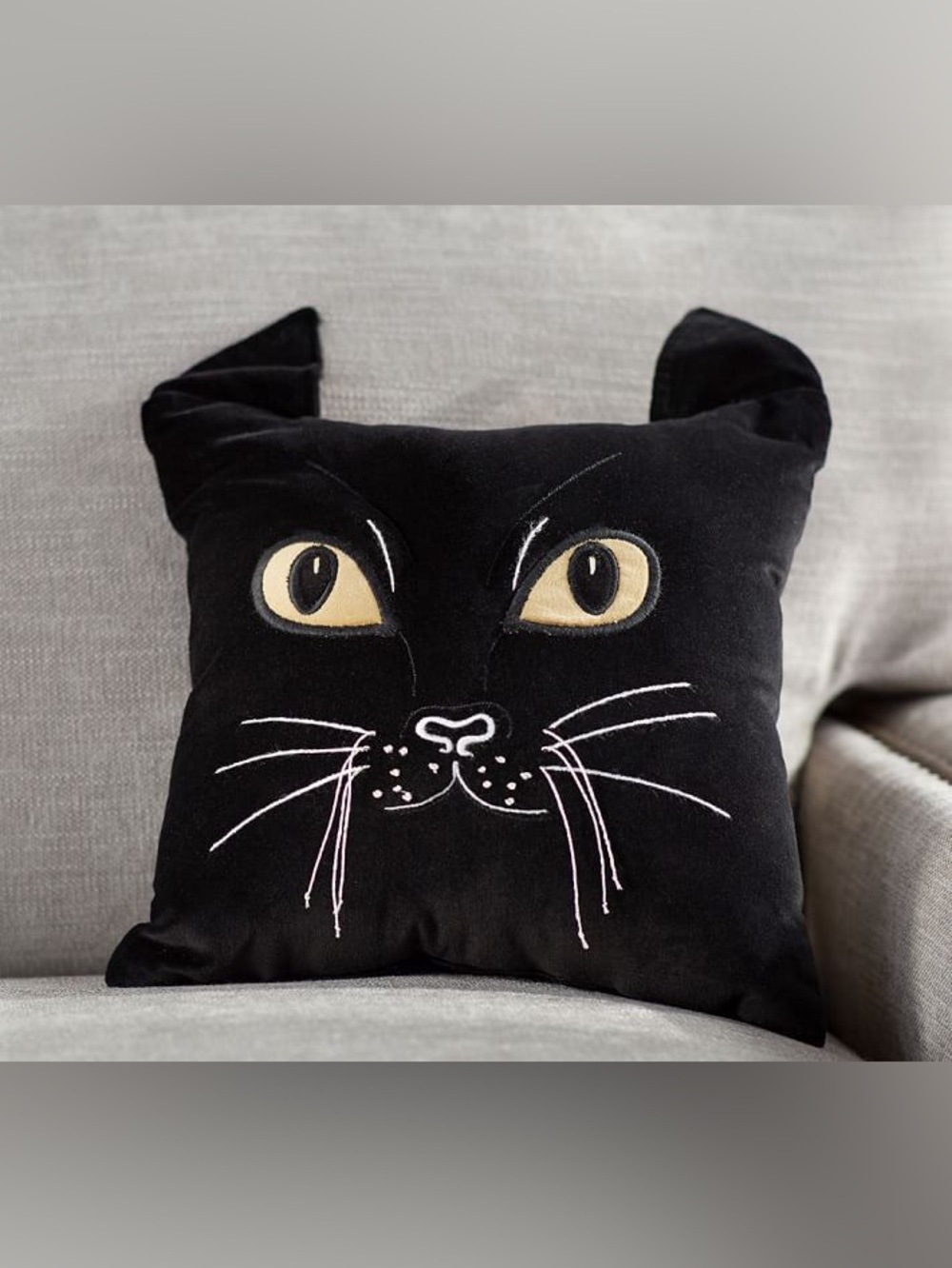 Pottery Barn NWT Black 'Witches Cat Pillow Halloween Magic Cat Throw Pillow - Picture 2 of 6